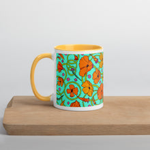 Load image into Gallery viewer, California poppies mug with yellow inside