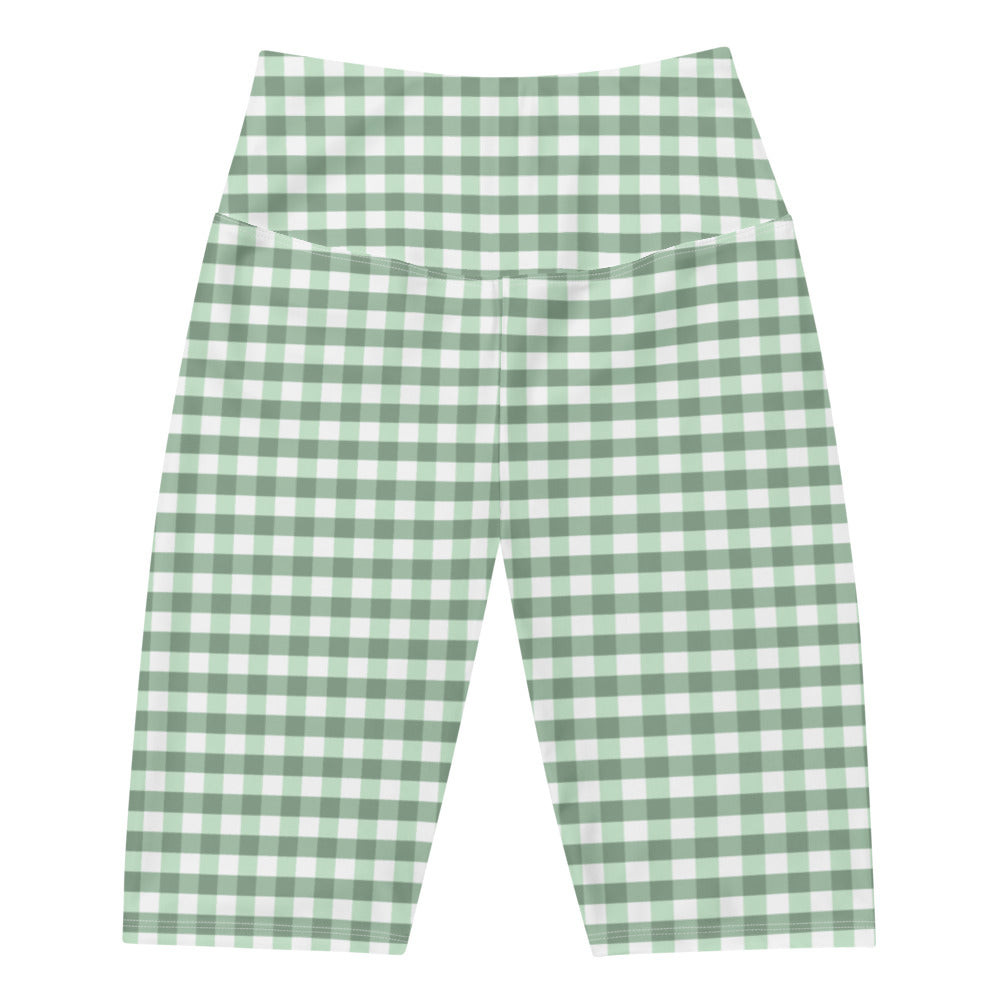 Biker Shorts Sage Green Gingham Tiny Cow Designs