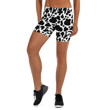 Load image into Gallery viewer, "Moo Merch" Shorts - Black Cow Print
