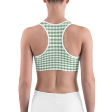 Load image into Gallery viewer, Sports Bra - Sage Green Gingham