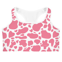 Load image into Gallery viewer, Sports Bra - Pink Cow Print