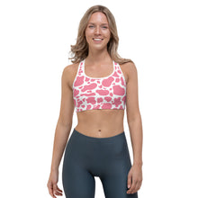 Load image into Gallery viewer, Sports Bra - Pink Cow Print