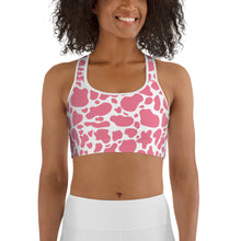 Load image into Gallery viewer, Sports Bra - Pink Cow Print