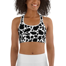 Load image into Gallery viewer, Sports Bra - Black Cow Print