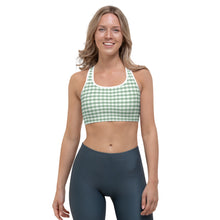 Load image into Gallery viewer, Sports Bra - Sage Green Gingham