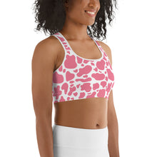 Load image into Gallery viewer, Sports Bra - Pink Cow Print
