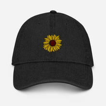 Load image into Gallery viewer, &quot;Sunflower&quot; Embroidered Denim Hat
