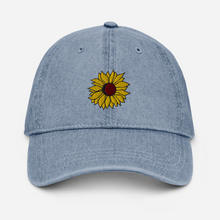 Load image into Gallery viewer, "Sunflower" Embroidered Denim Hat