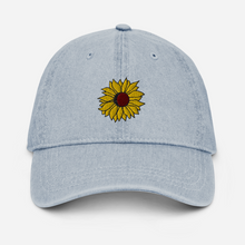 Load image into Gallery viewer, "Sunflower" Embroidered Denim Hat