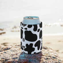 Load image into Gallery viewer, Black Cow Print Can Cooler
