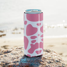 Load image into Gallery viewer, Pink Cow Print Can Cooler
