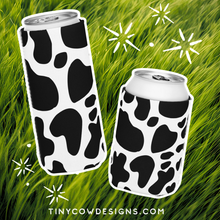 Load image into Gallery viewer, Black Cow Print Can Cooler
