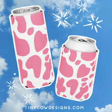 Load image into Gallery viewer, Pink Cow Print Can Cooler
