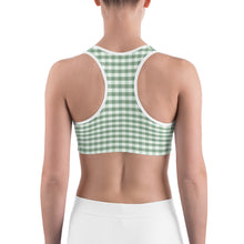 Load image into Gallery viewer, Sports Bra - Sage Green Gingham
