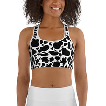Load image into Gallery viewer, Sports Bra - Black Cow Print
