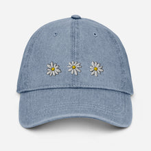 Load image into Gallery viewer, &quot;Daisies&quot; Embroidered Denim Hat
