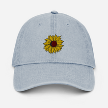 Load image into Gallery viewer, &quot;Sunflower&quot; Embroidered Denim Hat
