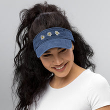 Load image into Gallery viewer, &quot;Daisies&quot; Denim Visor
